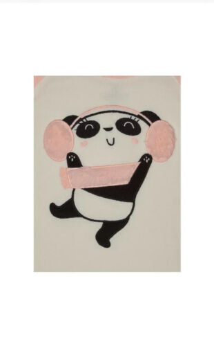 Wonder Nation Girls Peach Graphic Panda Bear Long Sleeve Pajama 2 Pc Set - Picture 4 of 12