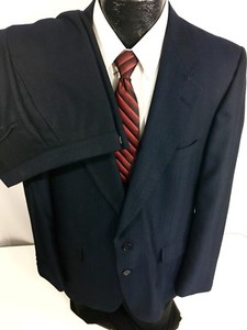 Vtg-50-60-039-s-Dimitri-Men-039-s-Navy-Blue-HOLLYWOOD-ATOMIC-Fleck-Wool-Suit-42-L-40-31