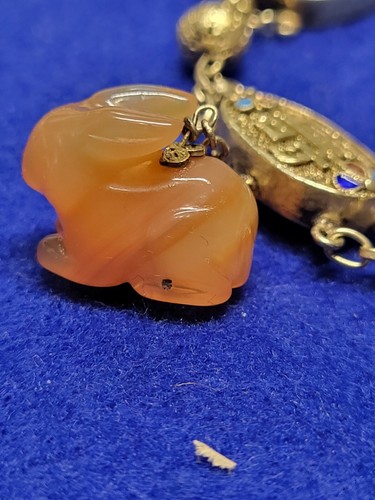  Bracelet Chinese Zodiac Silver Guilt ,Jade Tiger Eye Rabbit Turtle Chicken Dog  - Picture 3 of 11