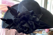 Beautiful Adjustable Felt Derby Hat With Flower And Feathers