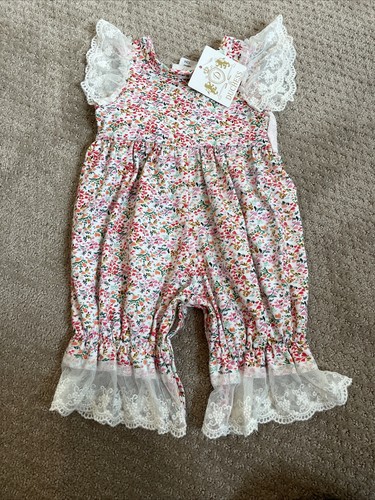 Haute Baby Pinkalicious Bubble Romper 12M NWT | Lace & Floral | Snap Closure - Picture 9 of 15