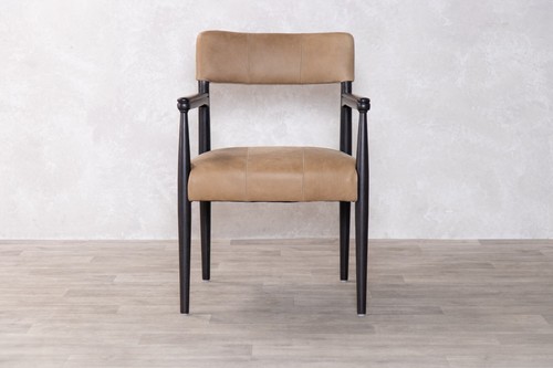 TAN LEATHER UPHOLSTERED DINING CHAIR - Picture 4 of 16