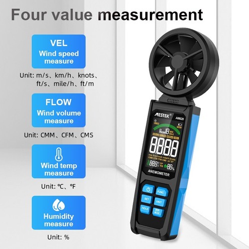 LCD Digital Anemometer Thermometer Handheld Wind Speed Meter Gauge Air Testers - Picture 6 of 12