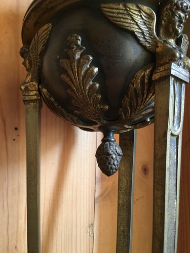 Lampe à pétrole en bronze XIXe style empire dite athénienne cariatides ailées - Bild 10 von 19