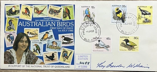 AUSTRALIA 1980 BIRDS FIRST DAY COVER SIGNED BY DESIGNER LIMITED EDITION  st377