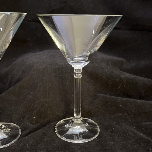 Elegant Martini Glasses Set Of 4 Octagonal Columnar Thin Rim Clear Wavy 6.5" - Picture 5 of 12