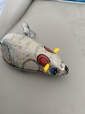 Vintage Mechanical Lucky Mouse Game wind up toy In Original Box