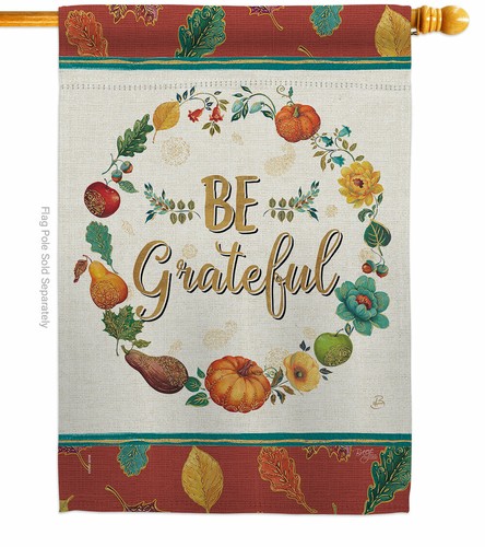 Be Grateful Garden Flag Thanksgiving Fall Decorative Gift Yard House Banner - Picture 3 of 17