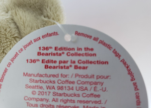 Peluche Starbucks Bearista Collection 136ª Edición Holiday Girl Bearis 2017 Nuevo - Imagen 8 de 8