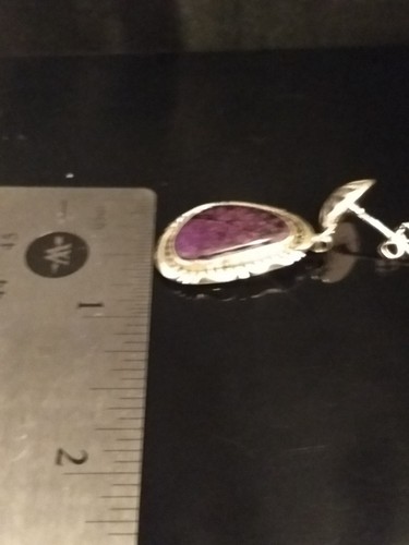 Native American Navajo Sugilite Sterling Silver Signed Earrings By Elouise Kee - Picture 10 of 11