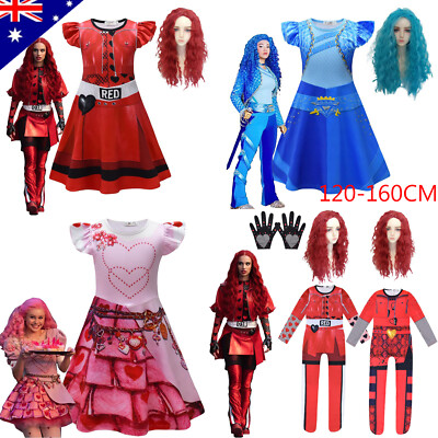Kids Descendants 4 The Rise of Red Costume Cosplay Wig Princess Dress  Halloween | eBay Australia