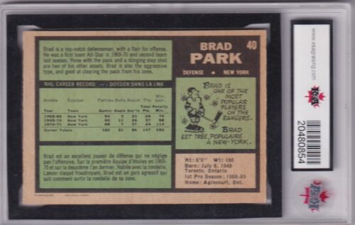 1971-72 O-Pee-Chee #40 Brad Park Graded KSA 8 NEAR MINT-MINT - Foto 2 di 2