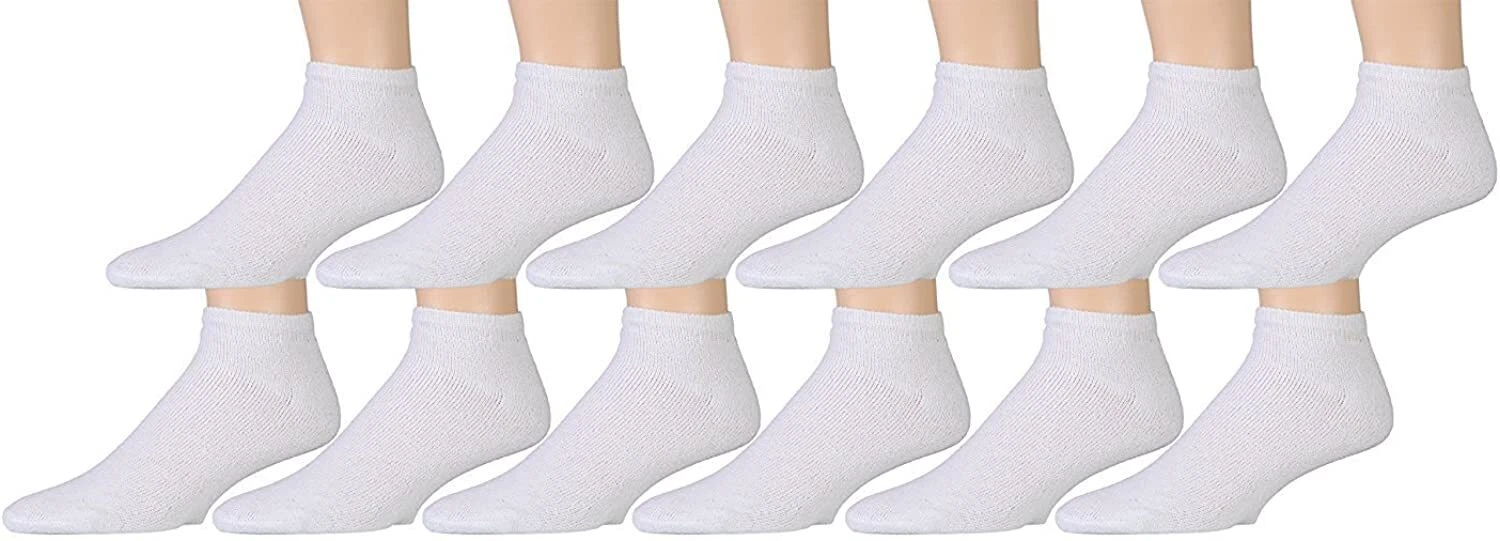 12 PK of Men Cotton Ankle Socks Solid White - Mens Ankle Sock
