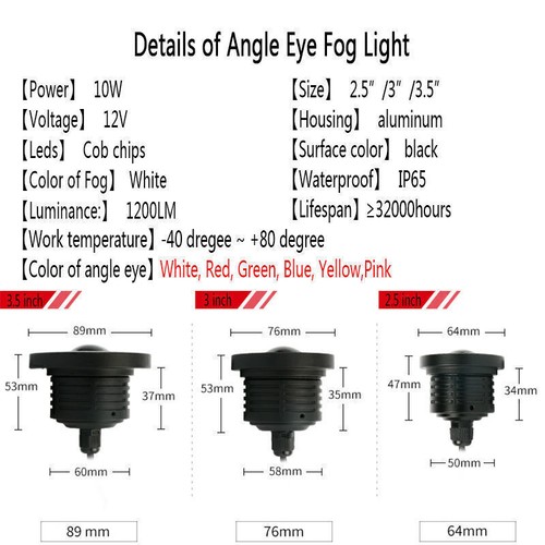 2* 89mm Car Projector LED Fog Light Round Ice Blue Halo Angel Eye Ring Bulbs . - Picture 3 of 8