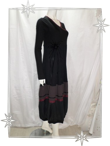 Ⓡ - Robe Longue Noir Marrron Bordeaux Cop Copine Modèle Haubois T 40 - Picture 2 of 12