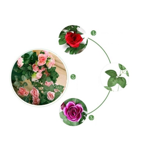 Artificial Hanging Basket Fake Silk Morning Glory Rose Flower Home Wedding Decor - Bild 7 von 24