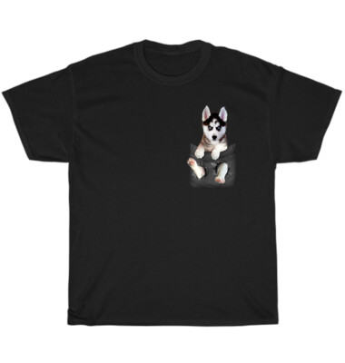 #ad Siberian Husky In Pocket Dog Puppy Pet Animal Lover T Shirt Unisex Tee Gift NEW $21.99