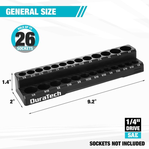 DURATECH 1/4" Drive SAE Magnetic Socket Organizer Set Socket Holders Socket Tray - Picture 4 of 10