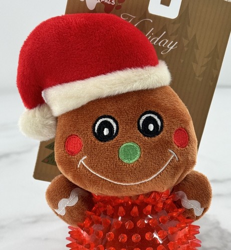 Paw Pals Gingerbread Man Spiked Ball Dog Toy Holiday Christmas Pet Stocking - Picture 2 of 6