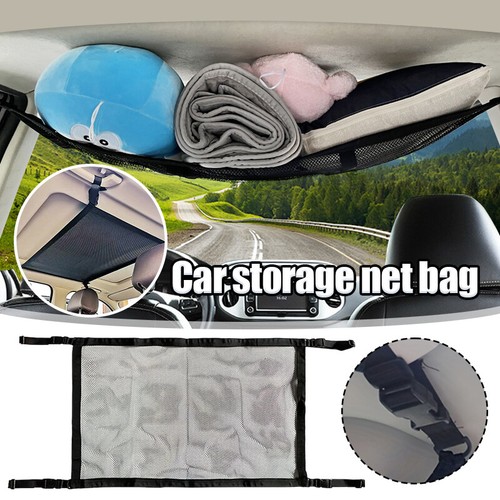 Car Ceiling Storage Net Bag Roof Net Pocket Hanging Luggage Network Suspended - Bild 2 von 10
