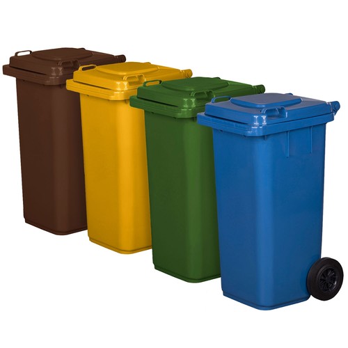 4er Set Mülleimer Kanister Differenzierte Sammlung 120 240 Liter mit Rollen - Bild 35 von 38