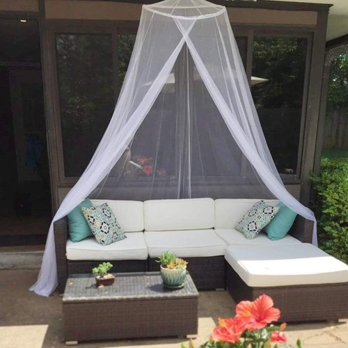 Bed Canopy Mosquito Net, White Lace Flower Design, Includes Storage Bag - Picture 2 of 8