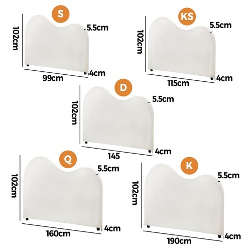 Oikiture Bed Head Queen Double King Single Headboard Bedhead Boucle Fabric White - Picture 6 of 42