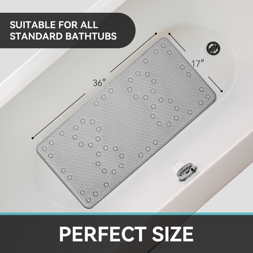 Bathtub Mat Non Slip 36” X 17” Shower Mat Soft Foam Bath Mats for Bathroom Tub - Imagen 9 de 24
