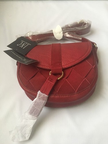 INC 4491 Mujer Ella Rojo Cuero Borla Sillín Bolso Cartera Pequeño - Imagen 3 de 8