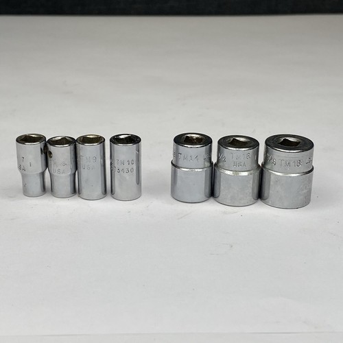 Snap On Tools SAE 6PT 1/4” Drive Shallow TM SET 7pc USA Chrome Sockets - Bild 4 von 12