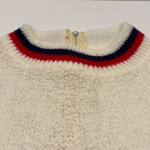 Vintage 60s Women's Short Sleeve Crew Neck Ringer Acrylic Knit Top Mod 20" x 23" - Picture 3 of 8