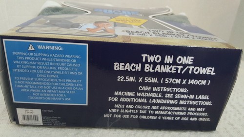 NIP Discovery Shark Week Two in one Beach Blanket / Towel 22.5" x 55" - Picture 3 of 7