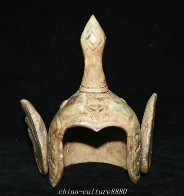 Le plus cher 10 Unique Chinois Ancien Jade Général Ancien Casque Personnel Homme Statue