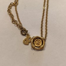 Christian Dior CD Logo Necklace Circle Authentic GP