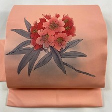 JAPANESE KIMONO BELT NAGOYA OBI SALMON PINK PURE SILK EE4059
