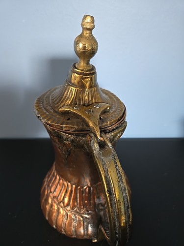 Antigua cafetera Dallah de latón de Oriente Medio turco árabe 9,5" - Imagen 10 de 12