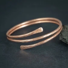 Pure Copper Wrap Bracelet, Anxiety Arthritis Healing, Dainty Handmade Bangle