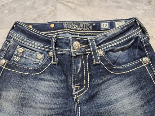 Miss Me Youth Girls Capri Stretch Jeans Blue Tag Sz 12 Low Rise 17" JK574OP - Picture 6 of 15