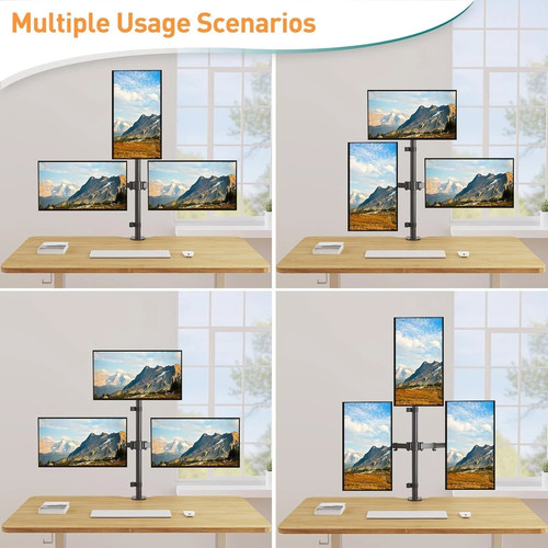 [Read Description]Triple Monitor Stand for Desk WHYFONE 600mm Tall Pole - Picture 7 of 10