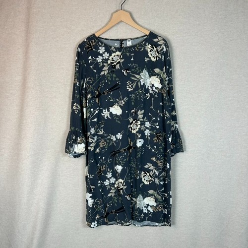 Old Navy Damen Blumen Kleid Größe L Glockenärmel Prärie Bauer Romantik Landhaus - Bild 2 von 9