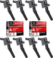 Set of 8 Ignition Coil DG508 and Motorcraft Spark Plug SP493 Compatible with For