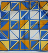Vintage Ponte Tresa Blue Yellow White Orange Geometric Square Acetate Scarf