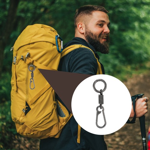 Spring Double Ring Keychain Dual Key Chain Ring Holder (Black, Pack of 4) - Picture 7 of 7