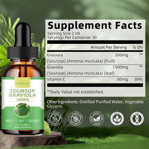 1800mg soursop graviola supplyment soursop liquid Support Immune Boost - Picture 10 of 12
