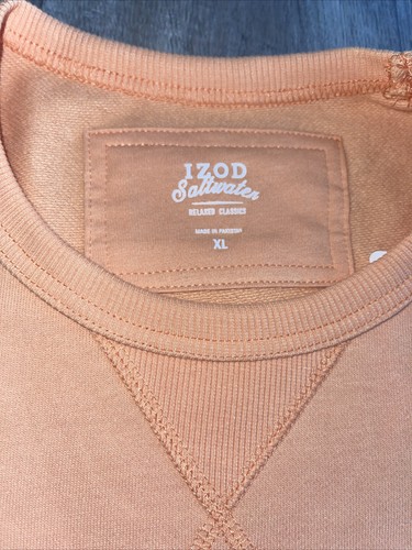 Herren Izod Salzwasser Rundhalsausschnitt Sweatshirt LEICHT Fleece Größe XL Pfirsich Neu mit Etikett Neu - Bild 2 von 7