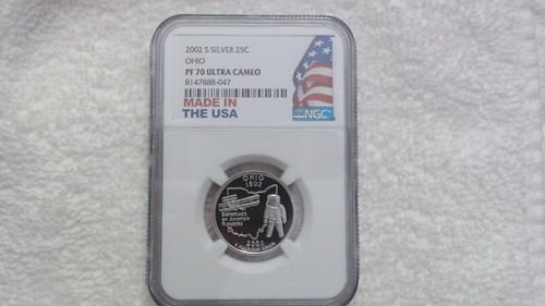A PERFECT 2002-S SILVER PF70UCAM OHIO QUARTER (A $ 65.00 NGC VALUE) SEE PICTURES