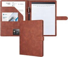 Mymazn Padfolio Portfolio Folder, Faux Leather Interview Resume Darkbrown 