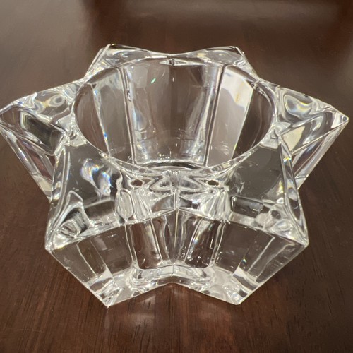 Vtg Lead Crystal Clear Glass Star Votive Candle holder Deep Heavy 24% Lead - Picture 2 of 5