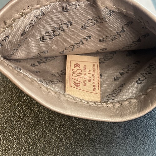 Aris DAMEN Lederhandschuhe Seide gefüttert Gr. 7,5 7 1/2 hellbraun Philippinen Vintage - Bild 12 von 13