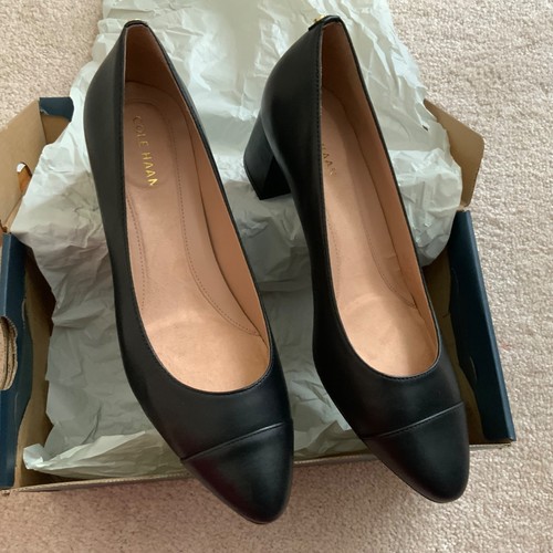 Cole Haan Women's Go-To Waterproof Block Heel Pumps 45MM Black Leather Shoes 6.5 - Picture 6 of 10
